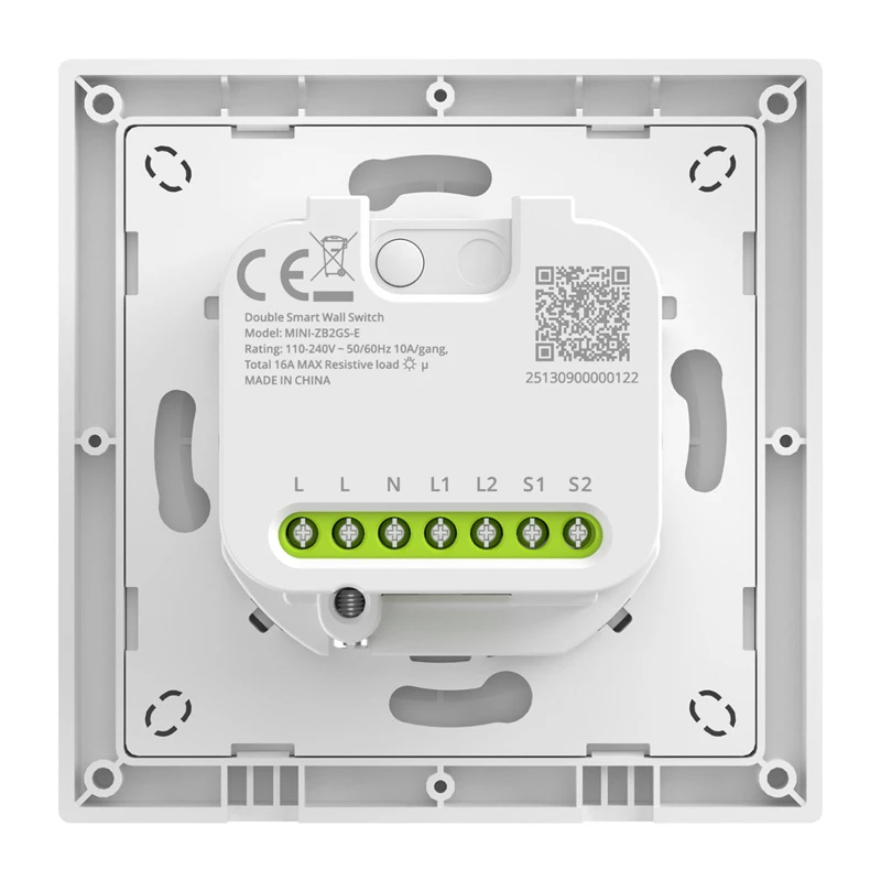 Sieninis ZigBee dviejų kanalų išmanusis jungiklis Sonoff MINI-ZB2GS-E dviem grandinėms, tinkamas DIN/paviršiniam montavimui