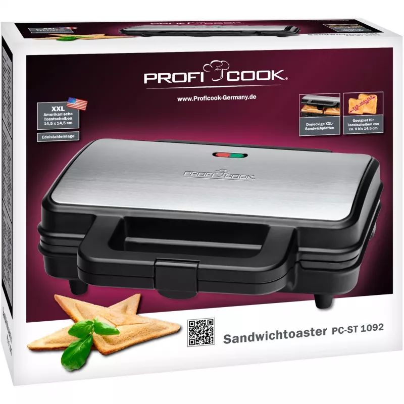 Sumuštinių keptuvė ProfiCook PC-ST 1092 – 900 W, nerūdijantis plienas/juoda