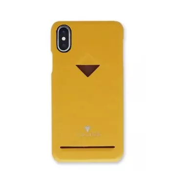 VixFox dėklas su kortelių kišene iPhone XR, garstyčių geltona, plonas apsauginis apvalkalas