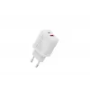 AC vidinis USB GaN įkroviklis DIGITUS DA-10301 — 30W, 1× USB-C, 1× USB-A, 100–240V, baltas