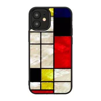 Apsauginis dėklas iKins Apple iPhone 12 mini – juodas Mondrian dizainas