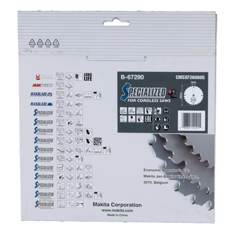 T.C.T. pjūklo diskas 260x2,15x30mm 10° T80 EFFICUT