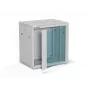 Sieninis 19 colių spintos korpusas Alantec 12U 600x450 mm, stiklinės durys, nuimami galiniai ir šoniniai dangteliai, užrakinamas, 4 montavimo bėgeliai, pilkas, plokščioje pakuotėje
