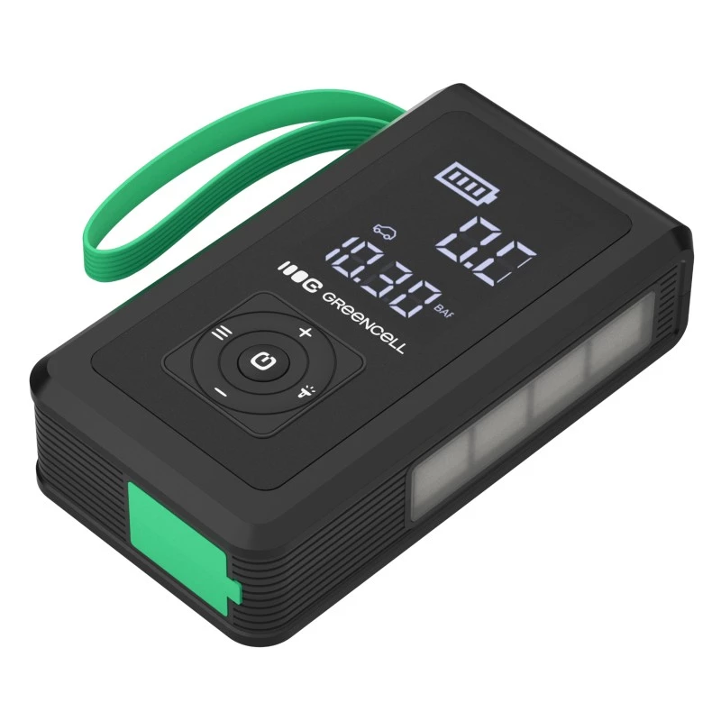 Power bank Green Cell CJSGC03 8000 mAh Li‑Ion, OLED ekranas, USB‑C ir USB‑A, 500 mA išėjimas, įmontuotas žibintuvėlis