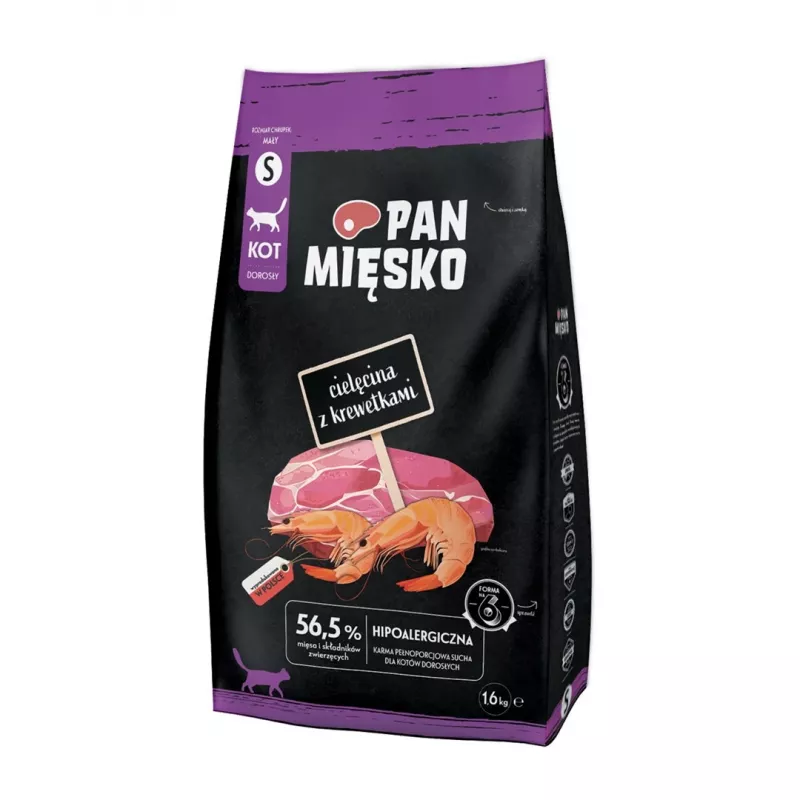 Sausas kačių maistas Pan Mięsko Veršiena su krevetėmis S 1,6 kg