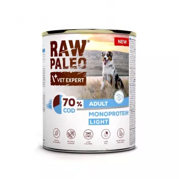 VetExpert Raw Paleo Cod Light Monoprotein drėgnas šunų maistas su menke 800 g