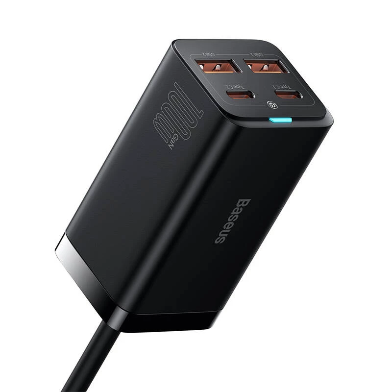 Baseus GaN3 100/65W stalinis įkroviklis su Quick Charge QC 3.0/4.0 USB-C, tinka iPhone 15, Huawei, Xiaomi, MacBook