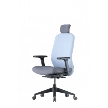 Ergonomiška biuro kėdė Up Up Athene juoda, pilka + mėlynas audinys