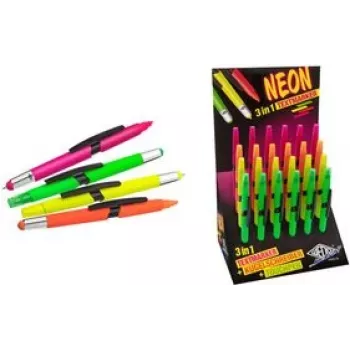 WEDO 3-in-1 rašiklis NEON – 24 vnt. rinkinys: liečiamasis rašiklis, tušinukas ir žymeklis