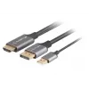 HDMI (vyriškas) į DisplayPort (vyrišką) kabelis 1 m, 4K, juodas, LANBERG