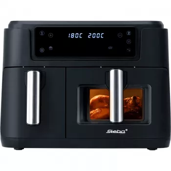 Dvigubas oro gruzdintuvas Steba HF 9500 DUO (juodas, 2400 W, 2 krepšeliai 6 L + 3,5 L)