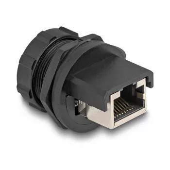 DeLOCK RJ45 Cat.6A jungtis IP67 vandeniui ir dulkėms atspari juoda