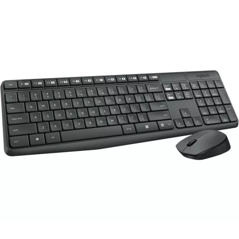 Logitech MK235 belaidė klaviatūra ir pelė rinkinys, pilno dydžio, pilka