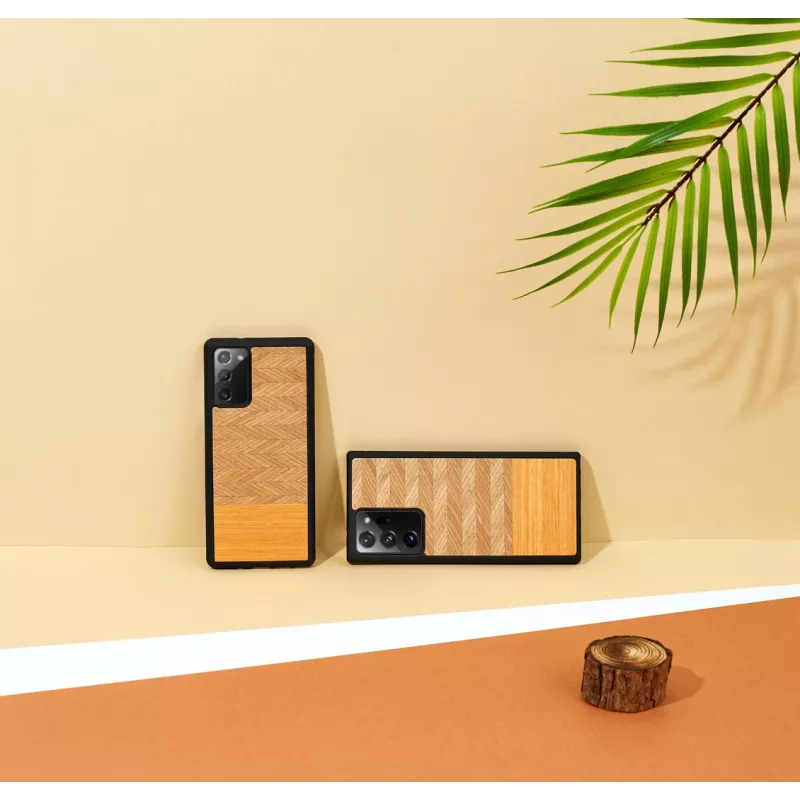 Apsauginis dėklas Samsung Galaxy Note20 Ultra medinis man and wood Herringbone Orange Black