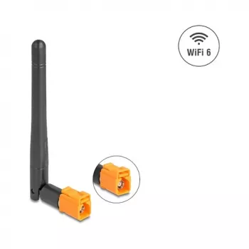 Omnidirekcinė WiFi 6 antena DELOCK FAKRA M 2.4/5 GHz 2.5–3.0 dBi su pasukama jungtimi juoda