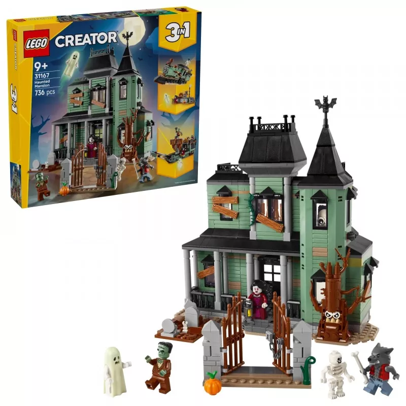 Konstruktorius LEGO Creator 3-in-1 Haunted House modelis 31167 – 736 detalių, 3 modeliai, 5 minifigūrėlės