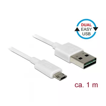 USB kabelis DeLOCK 84807 USB 2.0 1 m USB A Micro-USB B baltas
