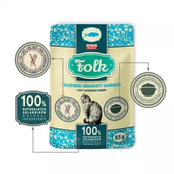 FOLK Tasty Kašubų zandero šlapi kačių ėdalas - 85 g