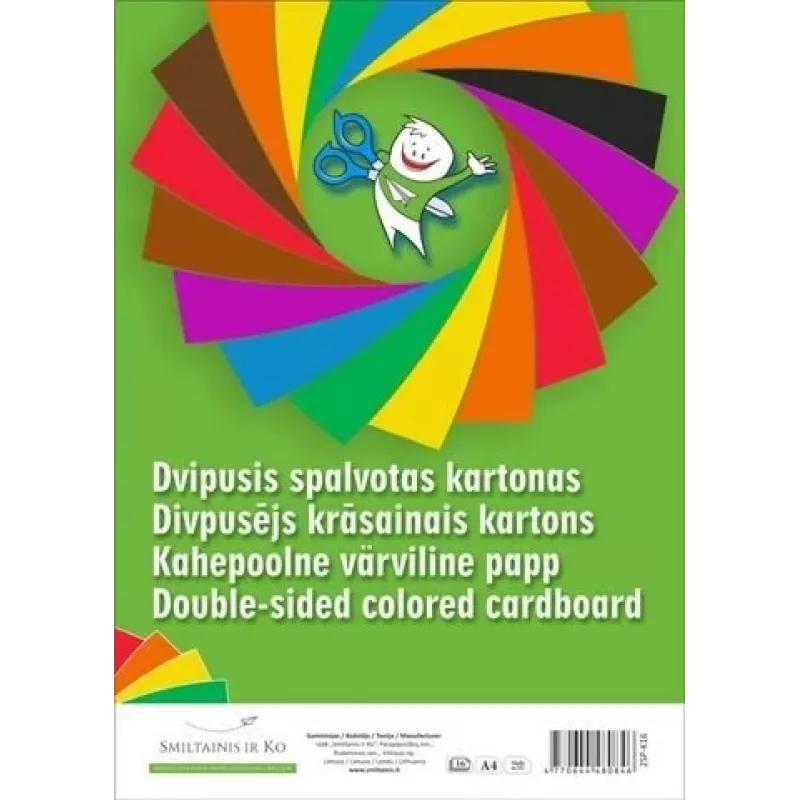 Kartonas SMLT A4 190 g/m² dvipusis spalvotas, pakuotė spausdinimui ir rankdarbiams