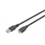 ASSMANN SuperSpeed USB 3.0 laidas, USB A kištukas į Micro USB B kištuką, Cu AWG 28, 2x ekranuotas, ilgis 1,0 m (AK-300116-010-S)