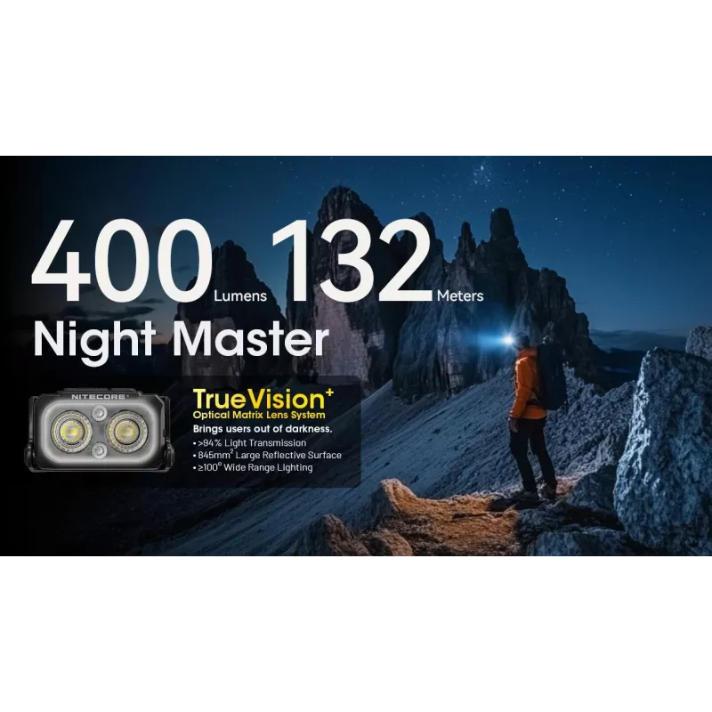 Žibintuvėlis ant galvos Nitecore NU25 MCT – įkraunamas, iki 400 liumenų, kompaktiškas