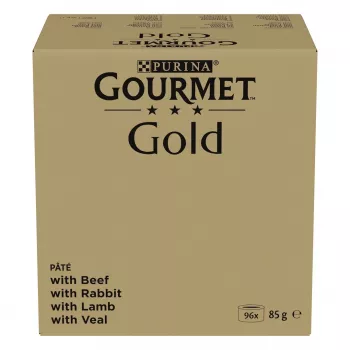 Šlapias kačių ėdalas Purina Nestlé GOURMET Gold Mus Mix – 96 x 85 g, 4 skoniai, suaugusioms katėms, 77,5 % drėgmės