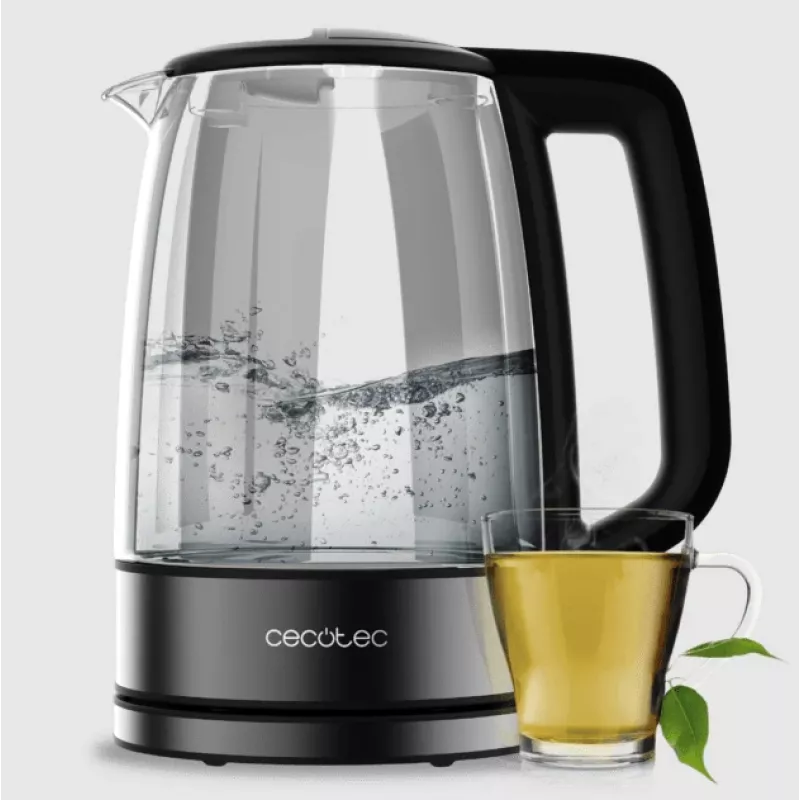 Cecotec Kettle ThermoSense 340 Clear | Elektrinis | 2200 W | 1.7 L | Stiklinis | 360° sukamas pagrindas | Skaidrus