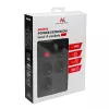 Ilgintuvas MACLEAN MCE392 B – 4 kištukiniai lizdai, 3×USB, 110–240V, 2,1A, 2500W, 1,5 m laidas, juodas