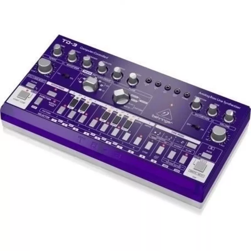 Bosinės linijos sintezatorius Behringer TD-3-GP Purple – analoginis bosinis sintezatorius su įmontuotu sekvensoriumi