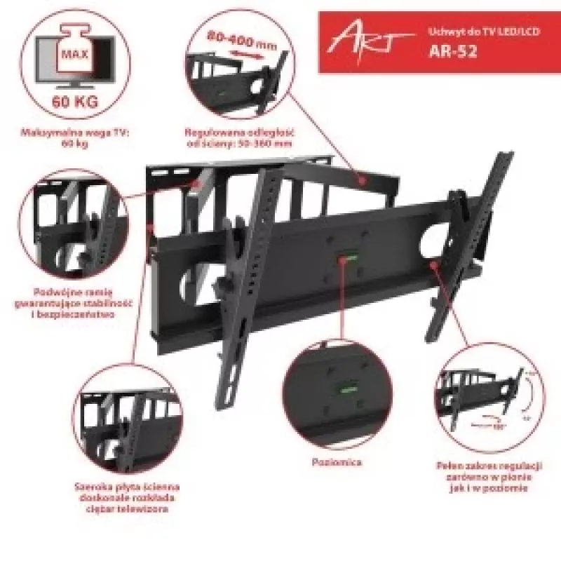 TV laikiklis 14-42 colių LCD/LED TV 35KG ART AR-44