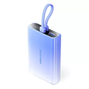 Vention FHZL0 10000 mAh nešiojamas akumuliatorius, USB-C + Lightning + USB-A, 22,5W, LED ekranėlis, mėlynas