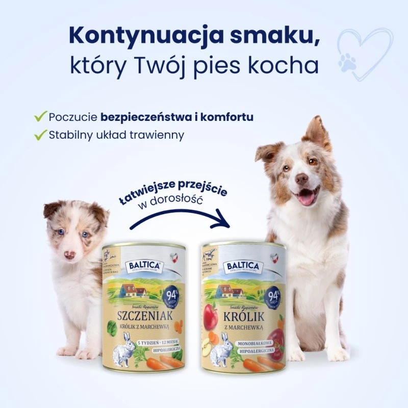 BALTICA regional flavours šuniukų ėdalas su triušiena ir morkomis, šlapias, 400 g