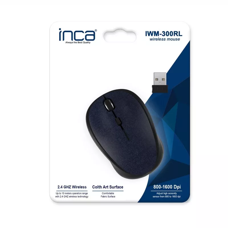 Cian Technology GmbH INCA Mouse IWM-300RL belaidė pelė su Nano-USB imtuvu, 1600 DPI, audinio paviršius, mažmeninė pakuotė