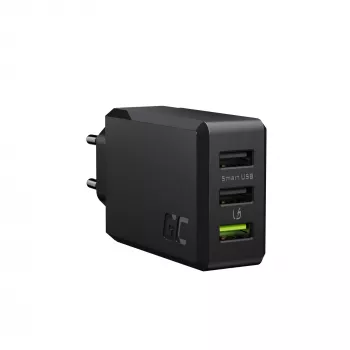 Green Cell CHARGC03 30W sieninis įkroviklis su 3 USB prievadais, juodas