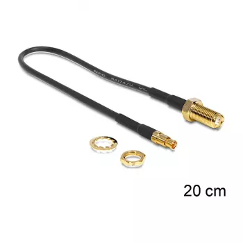 Koaksialinis kabelis DeLOCK 88484 RG-174 0,2 m SMA TS-9 Juodas