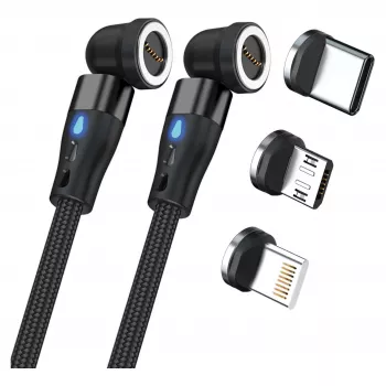 USB laidas RealPower MagneticCharge2 1 m juodas greitas įkrovimas ir duomenų perdavimas