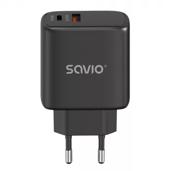 SAVIO LA-06/B USB-C 30W Power Delivery 1xUSB-C juodas