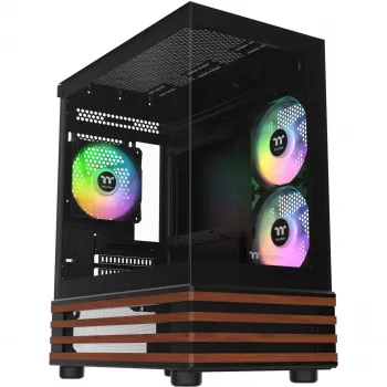 PC korpusas Micro Tower Thermaltake View 170 WS ARGB — Micro dėklas, juodas, palaiko PS2 maitinimo šaltinį, 2x 120 mm šoniniai + 1x 120 mm galiniai ventiliatoriai, 2.5/3.5 colio HDD