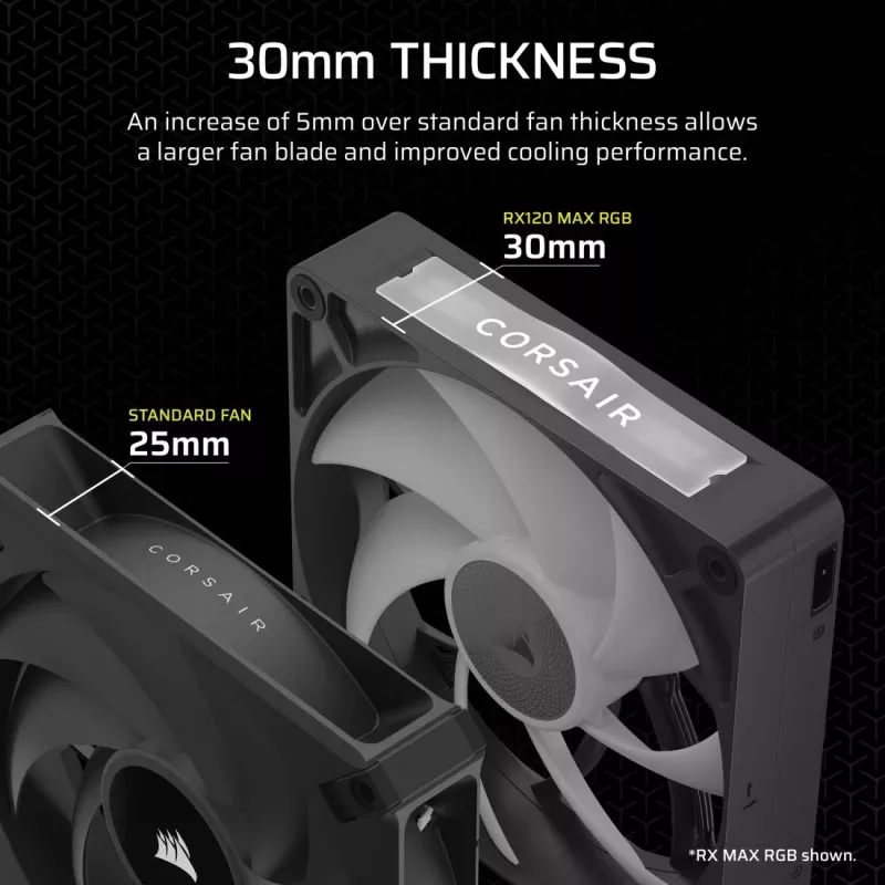 Corsair iCUE LINK RX120 MAX ARGB 120mm korpuso ventiliatoriai 3 vnt. komplektas juodi