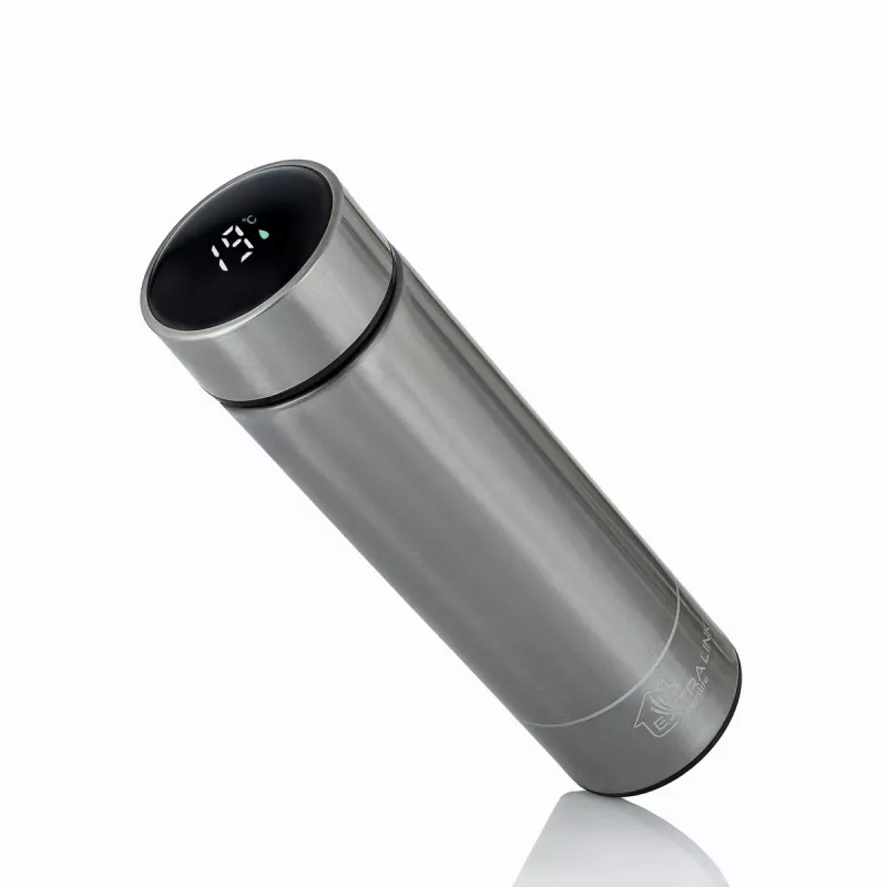 Extralink Smart Travel Mug sidabrinis, termopuodelis su LED ekranu