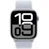 Apple Watch Series 10 aliuminio korpusas GPS + Cellular 42mm sidabrinis Sport Loop mėlynas debesis