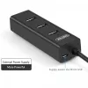 UNITEK Y-3089 USB 3.2 Gen 1 Type-A išplėtimo šakotuvas, 4 prievadai, 5000 Mbit/s, juodas