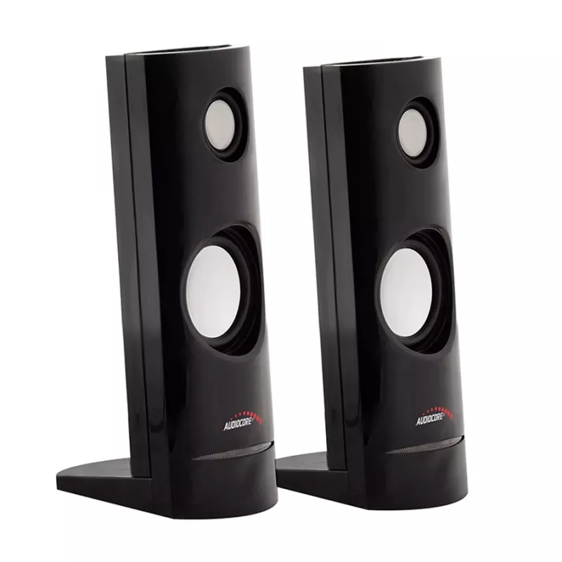 Laidiniai kompiuteriniai garsiakalbiai Audiocore AC860, 2.0 kanalų, 4 W RMS, USB maitinimas, 3,5 mm lizdas, juodi