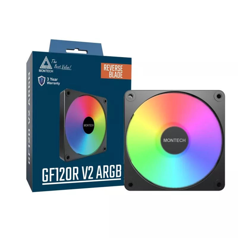 Montech GF120R V2 ARGB kompiuterio korpuso ventiliatorius 12 cm juodas 1 vnt.