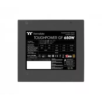 Maitinimo blokas THERMALTAKE Toughpower ATX 650W Gold, 80 PLUS Gold, 650 W, ATX, 90 mm ventiliatorius, 20+4 pin, 1x PCIe (6+2), 3x SATA, 2x Molex