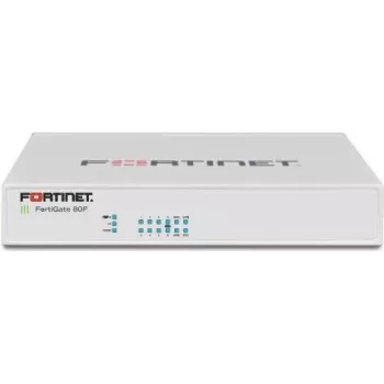 Fortinet FortiGate 80F - ugniasienė - 10 Gbit/s - 6500 Gbit/s - 1400 Mbit/s - 3,23 µs - 256 bitų AES - HTTPS - IPSec - SHA-256 - SSL/TLS - FortiOS (FG-80F-BDL-950-36-EU)
