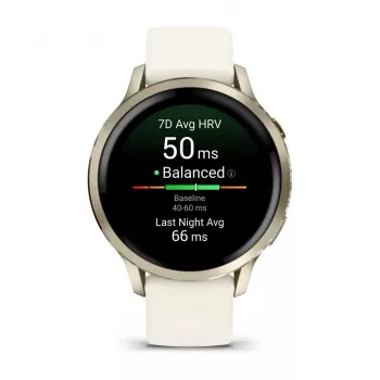 Išmanusis laikrodis GARMIN Venu 4, 41 mm auksinis korpusas, 1,2 colio AMOLED 390×390, GPS, Wi‑Fi, 5 ATM, 10 dienų baterija