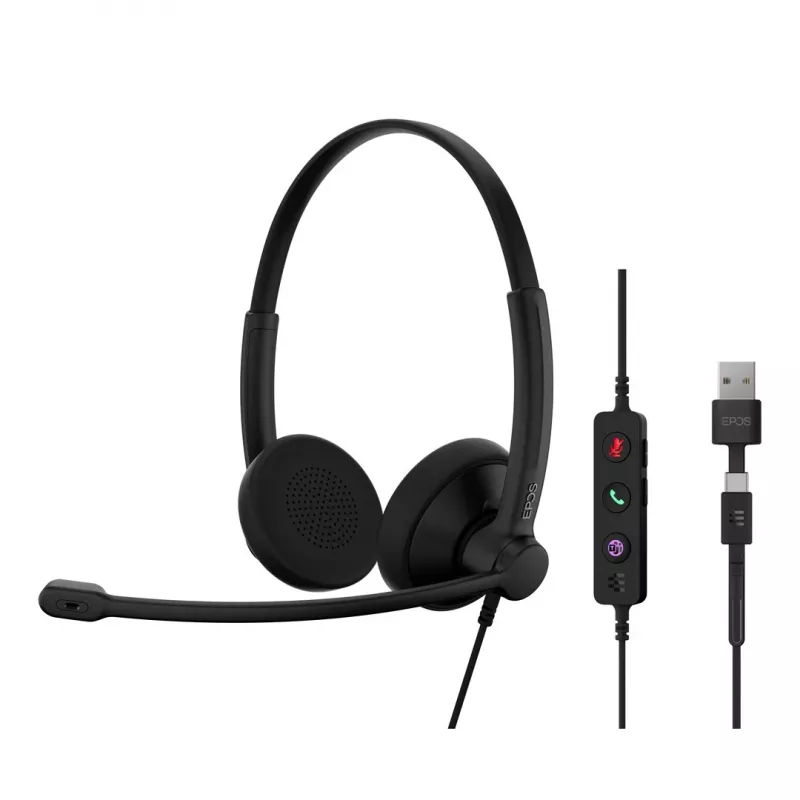 Ausinės EPOS IMPACT 100 UC Stereo USB-C+A laidinės lengvos patogios