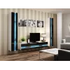 TV stovas Cama Meble VIGO NEW 30/180/40, balta viršus, juodas blizgus rėmas, 1800×400×300 mm
