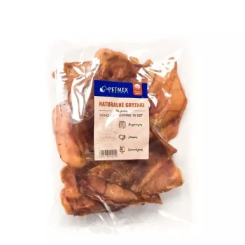 Kramtukas šunims PETMEX kiaulės ausis, 10 vnt., po 40 g, natūralus, suaugusiems vidutiniams ir dideliems šunims